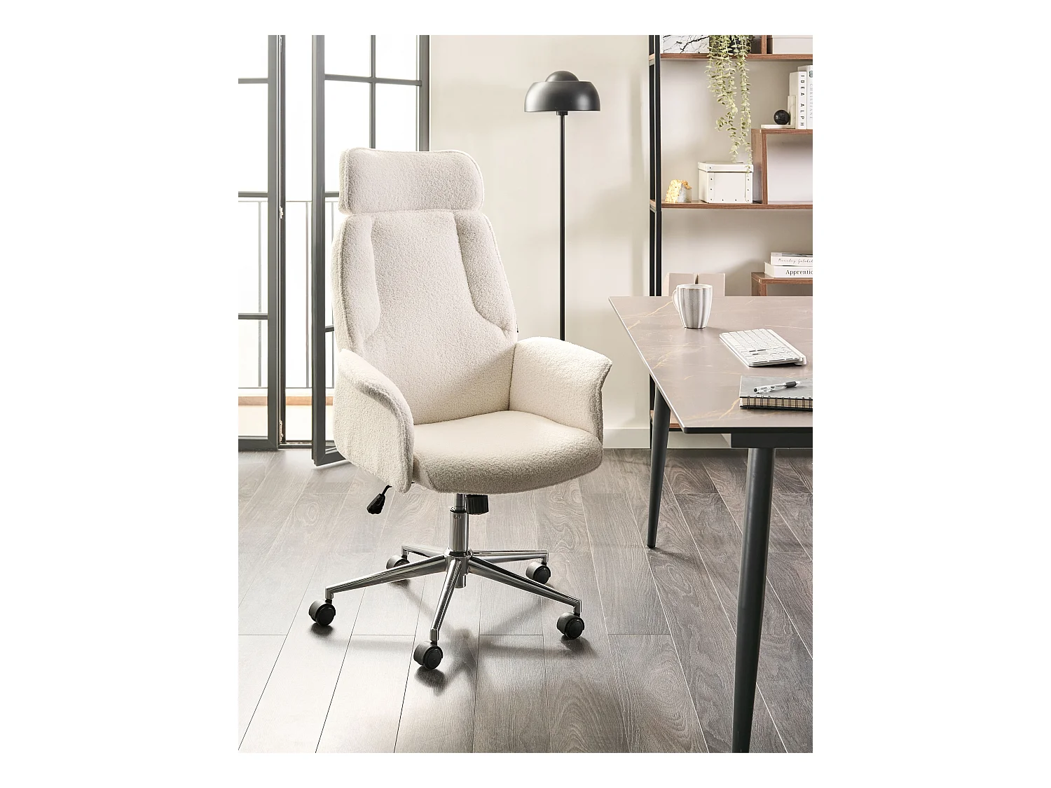 Chaise de bureau PILOT Bouclé Blanc cassé