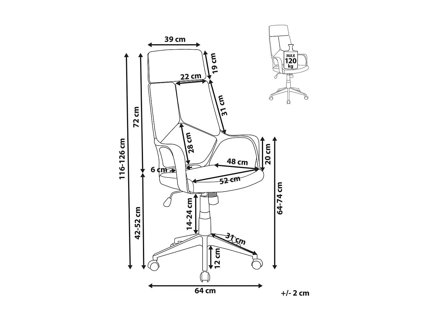 Chaise de bureau DELIGHT Cuir PU Beige clair