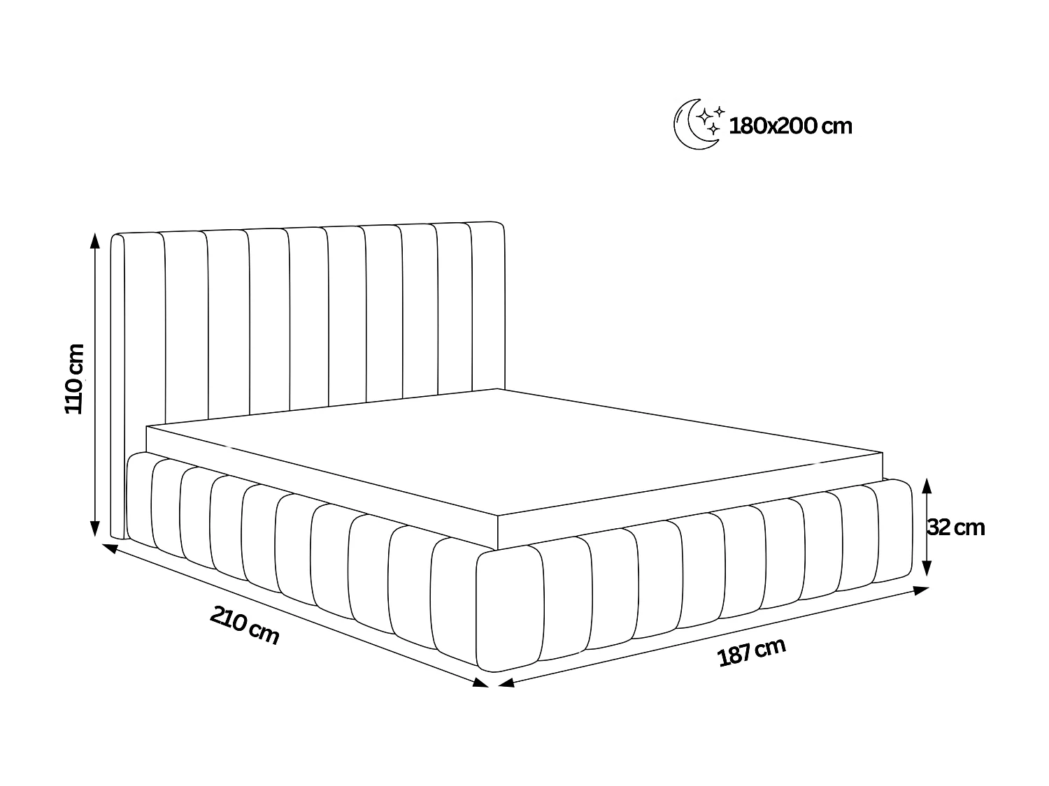 BESILIO Lit double 180x200 Tina – lit fin pour la chambre avec sommier et coffre de rangement – tissu velours – Gris