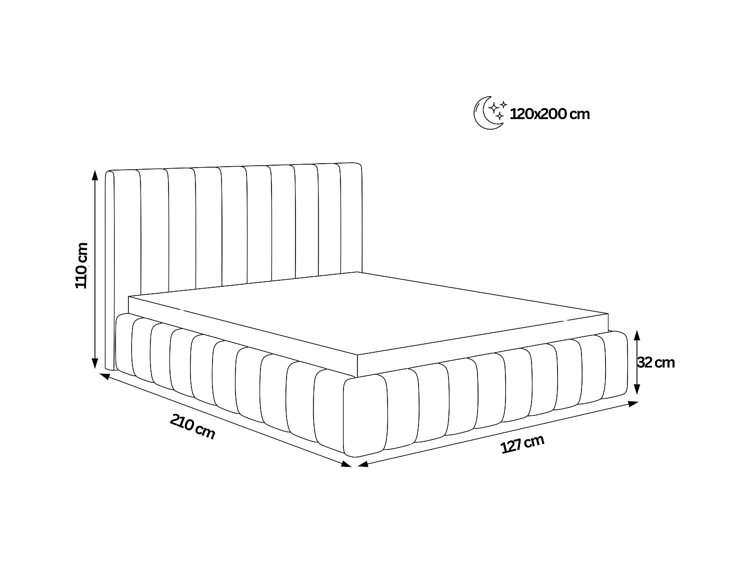 BESILIO Tweepersoonsbed 120x200 Tina – slank slaapkamerbed met lattenbodem en opbergruimte voor beddengoed – fluwelen stof – Grijs