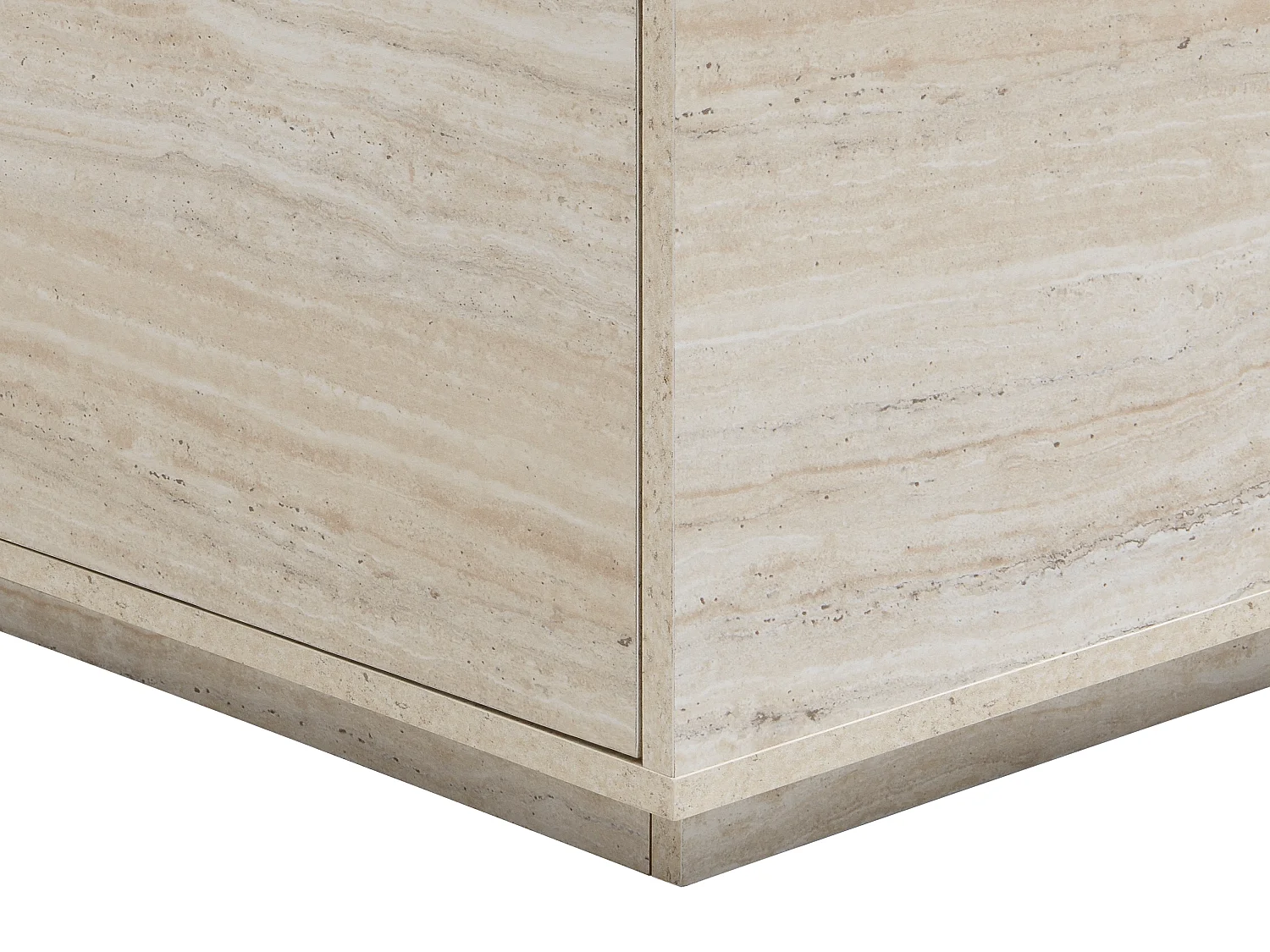 Table basse avec 2 tiroirs en MDF - L120 cm - Effet travertin beige - ANTRIM
