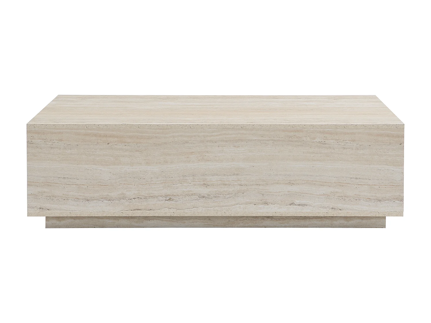 Table basse avec 2 tiroirs en MDF - L120 cm - Effet travertin beige - ANTRIM