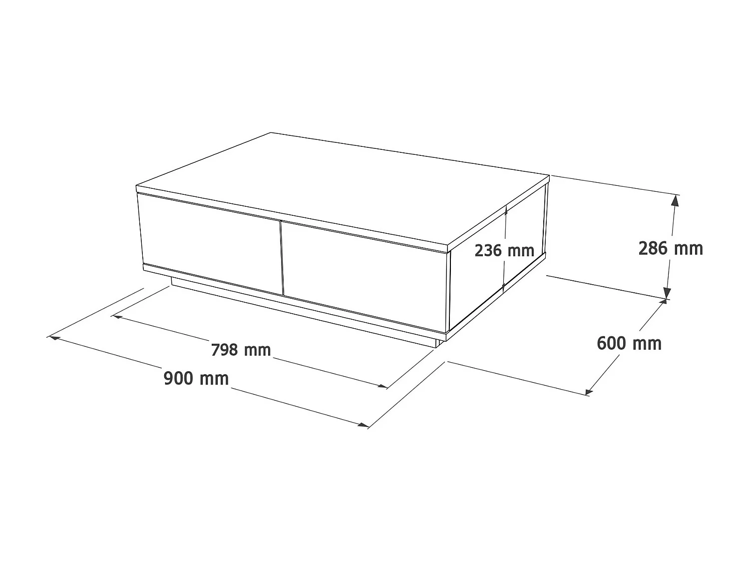 Table basse avec 2 portes - Effet travertin beige et Naturel foncé - LOTULA