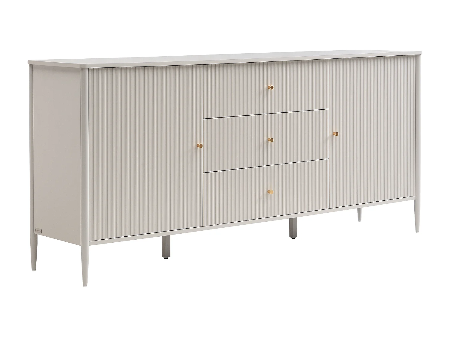 Buffet 2 portes et 3 tiroirs en MDF - Beige et doré - CALITARO