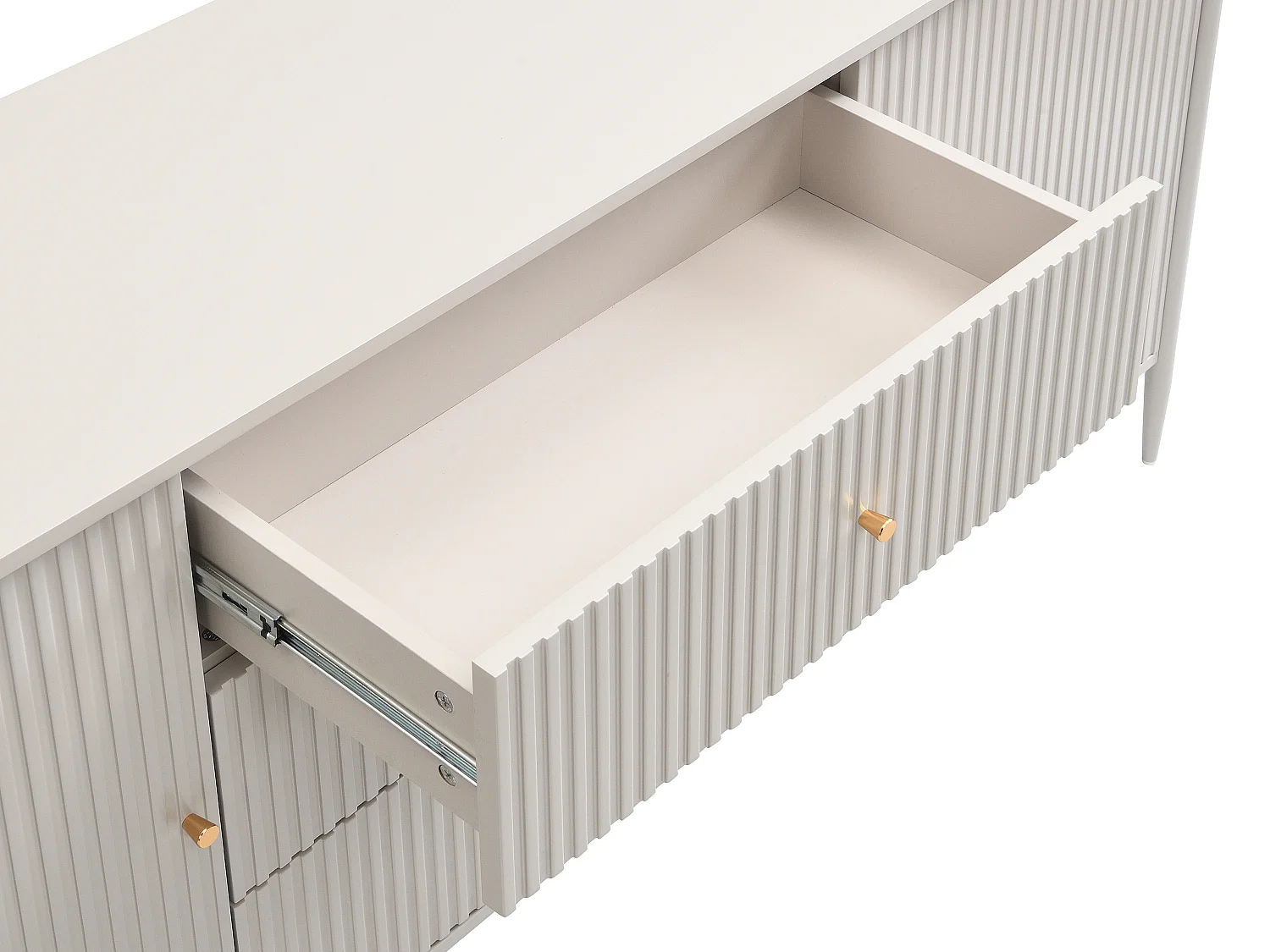 Buffet 2 portes et 3 tiroirs en MDF - Beige et doré - CALITARO