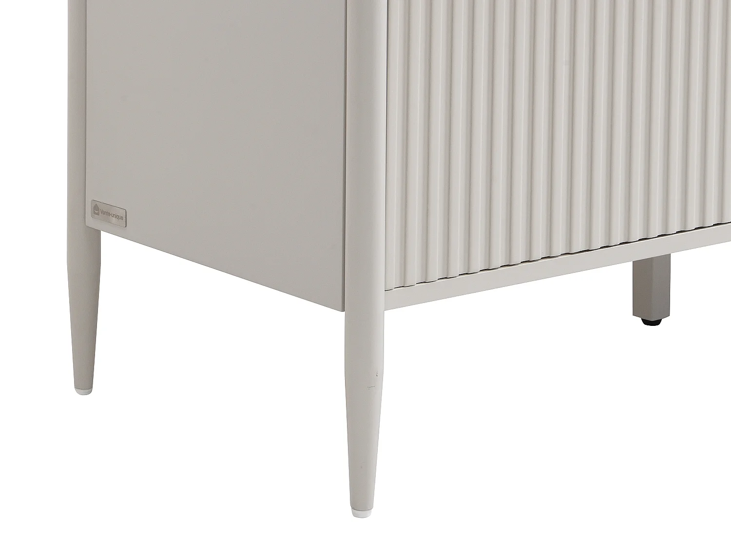 Meuble TV 2 portes, 1 tiroir et 1 niche en MDF - Beige et doré - CALITARO