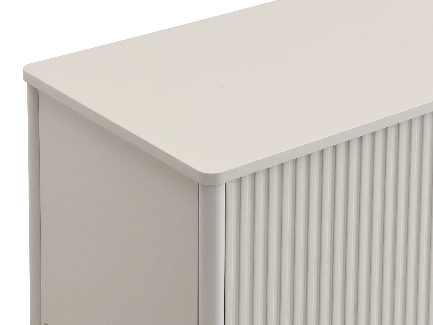 Meuble TV 2 portes, 1 tiroir et 1 niche en MDF - Beige et doré - CALITARO