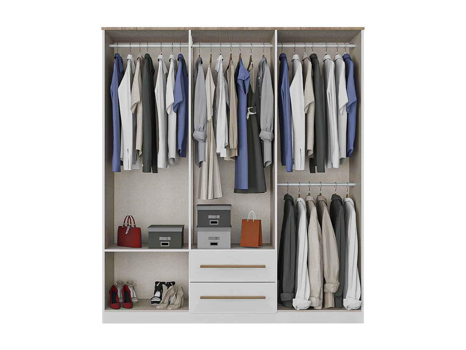 Armoire 6 portes et 2 tiroirs – L160 cm – Blanc - DELIRANO