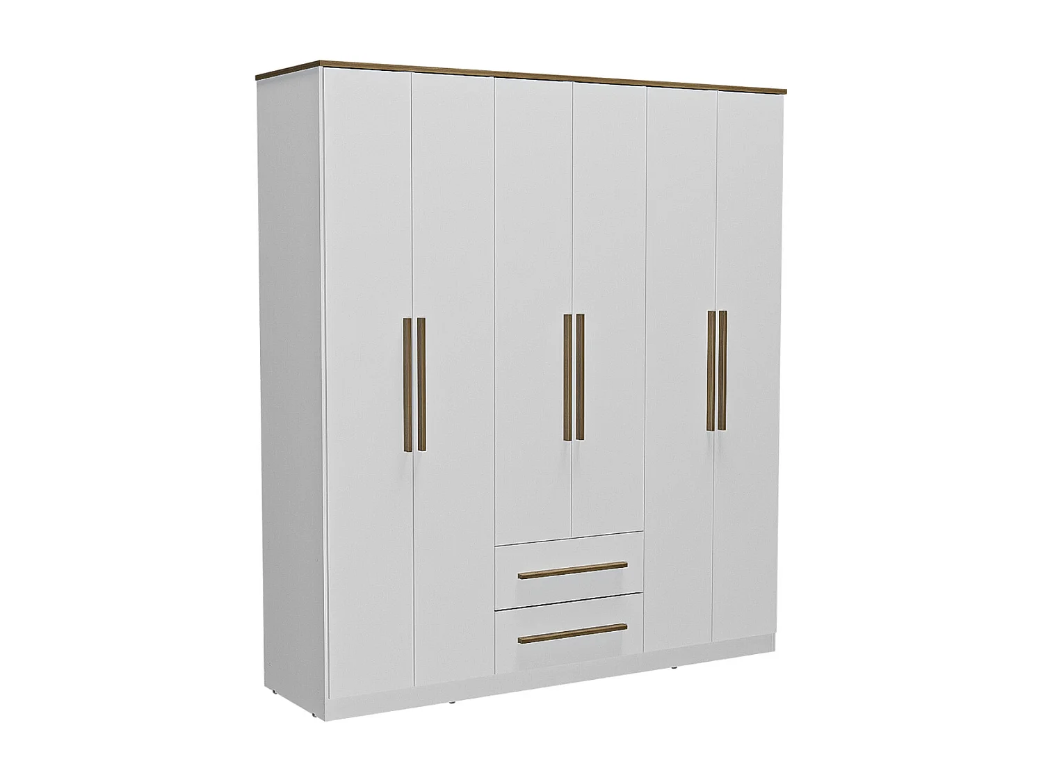 Armoire 6 portes et 2 tiroirs – L160 cm – Blanc - DELIRANO