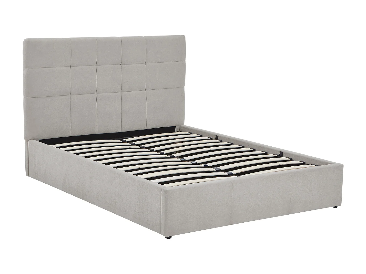 Lit coffre 140 x 190 cm - Tissu - Gris + Matelas - HOPEYA de Pascal Morabito