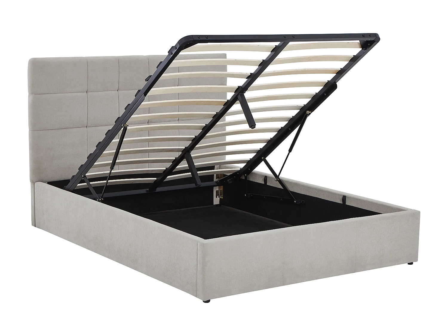 Lit coffre 140 x 190 cm - Tissu - Gris + Matelas - HOPEYA de Pascal Morabito