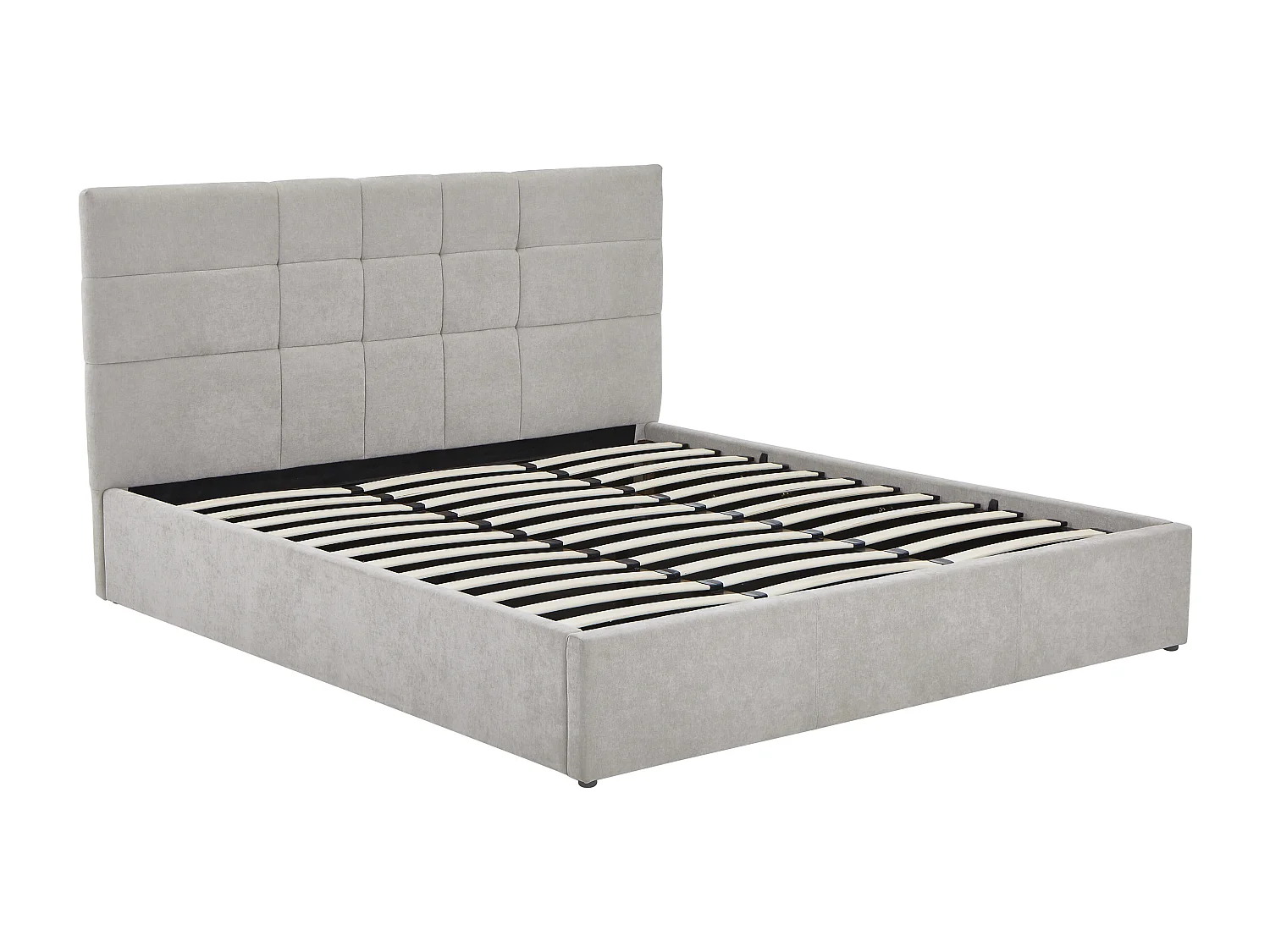 Lit coffre 180 x 200 cm - Tissu - Gris + Matelas - HOPEYA de Pascal Morabito