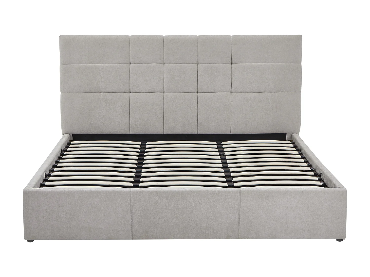 Lit coffre 200 x 200 cm - Tissu - Gris + Matelas - HOPEYA de Pascal Morabito
