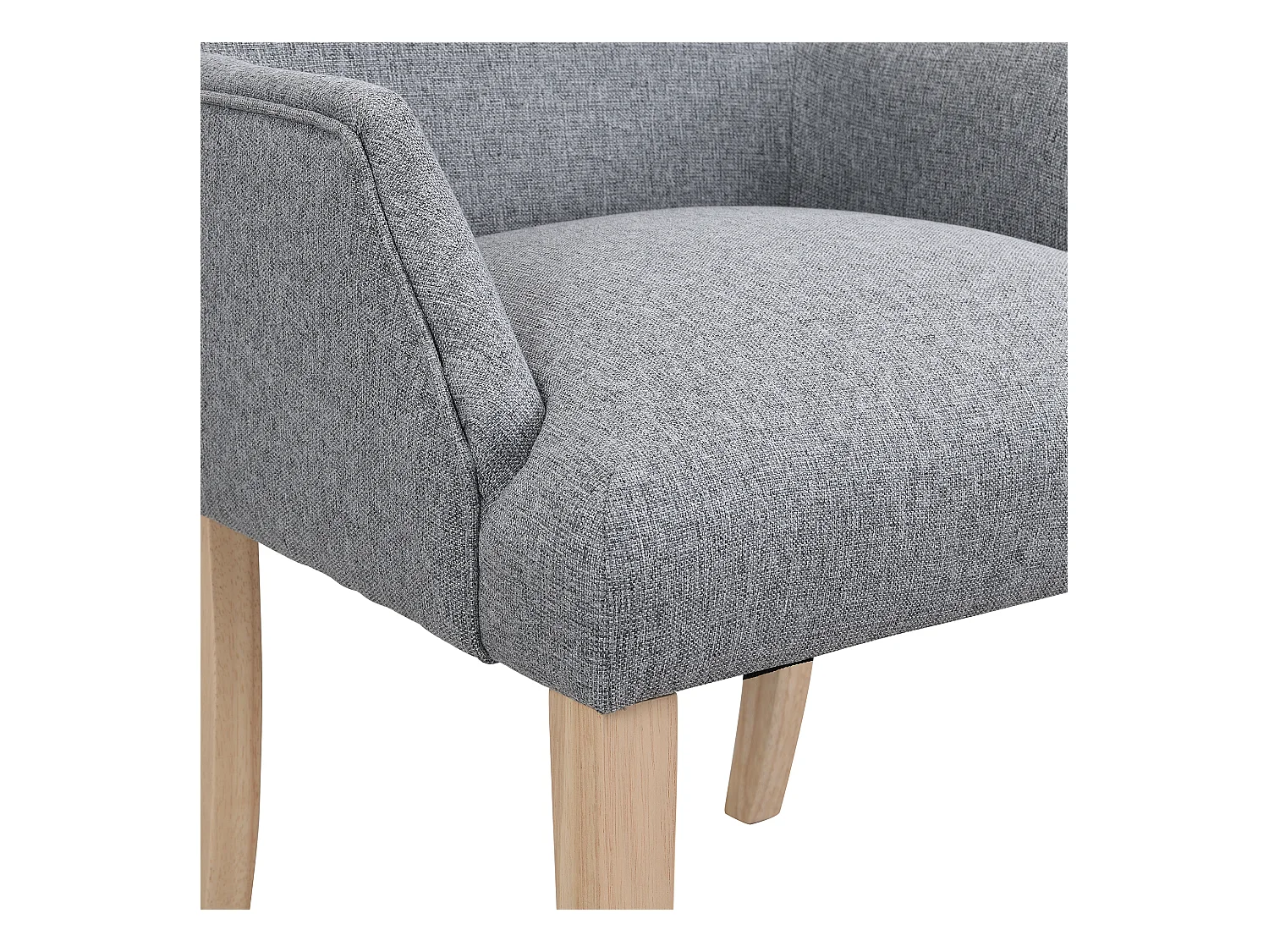 Lot de 2 chaises avec accoudoirs dossier rembourré épais pieds réglables en lin et gris pour salon cuisine chambre