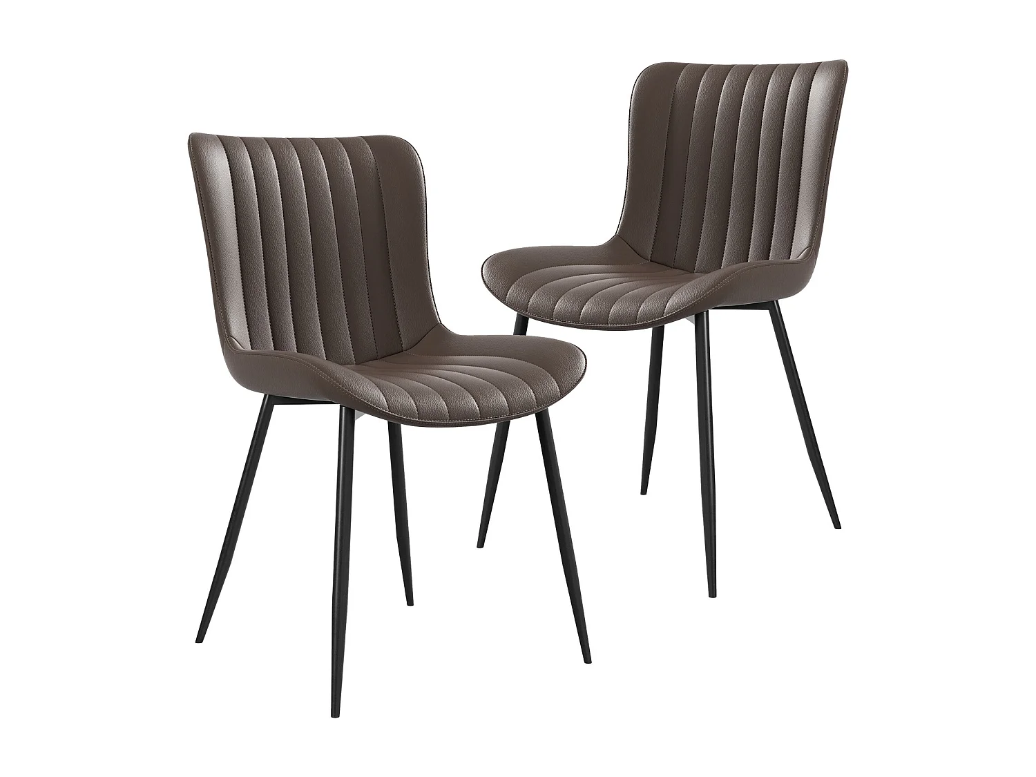 Lot de 2 chaises marron, pieds noir, simili cuir PU