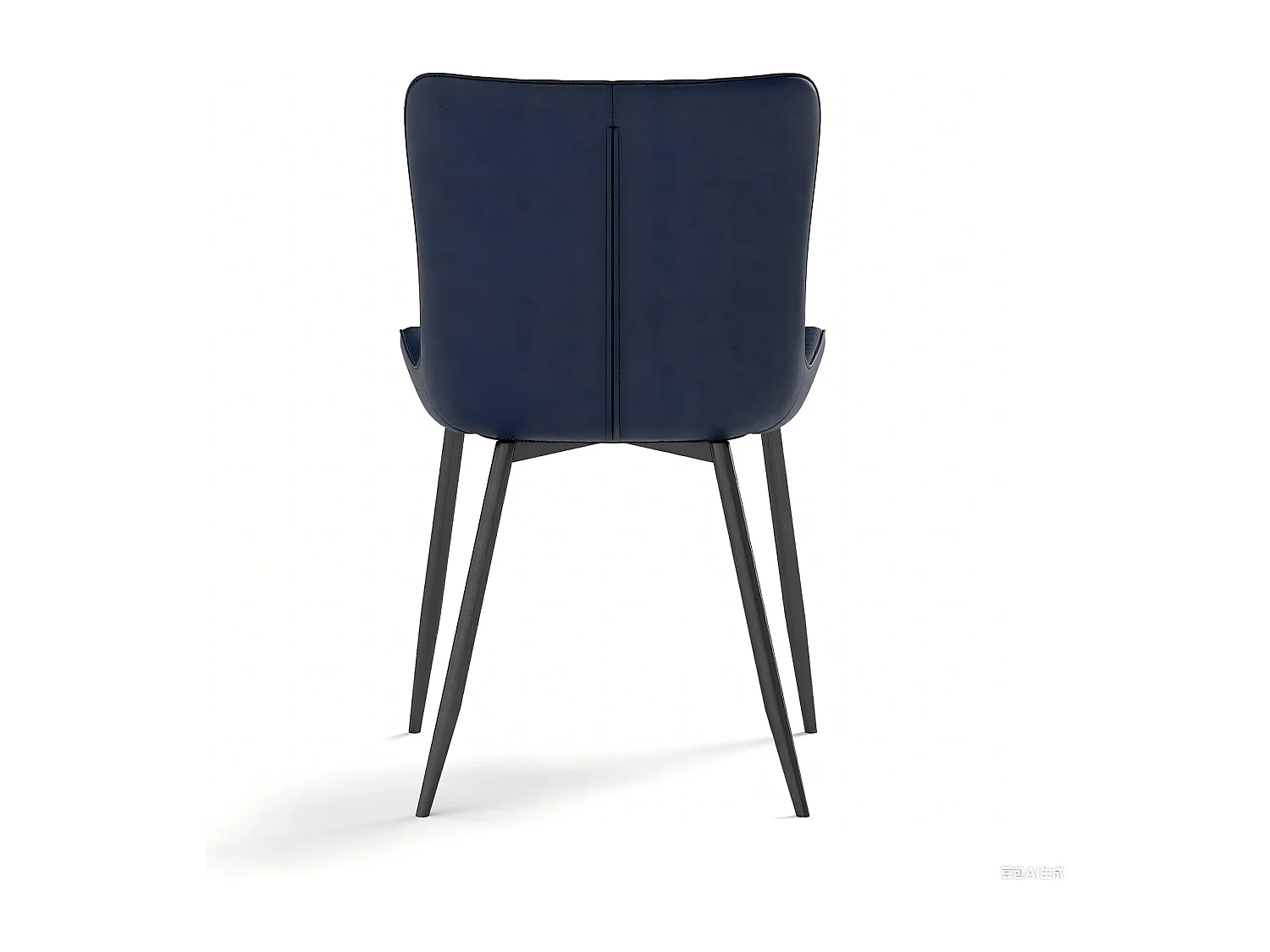 Juego de 2 sillas azules, patas negras, piel sintética PU