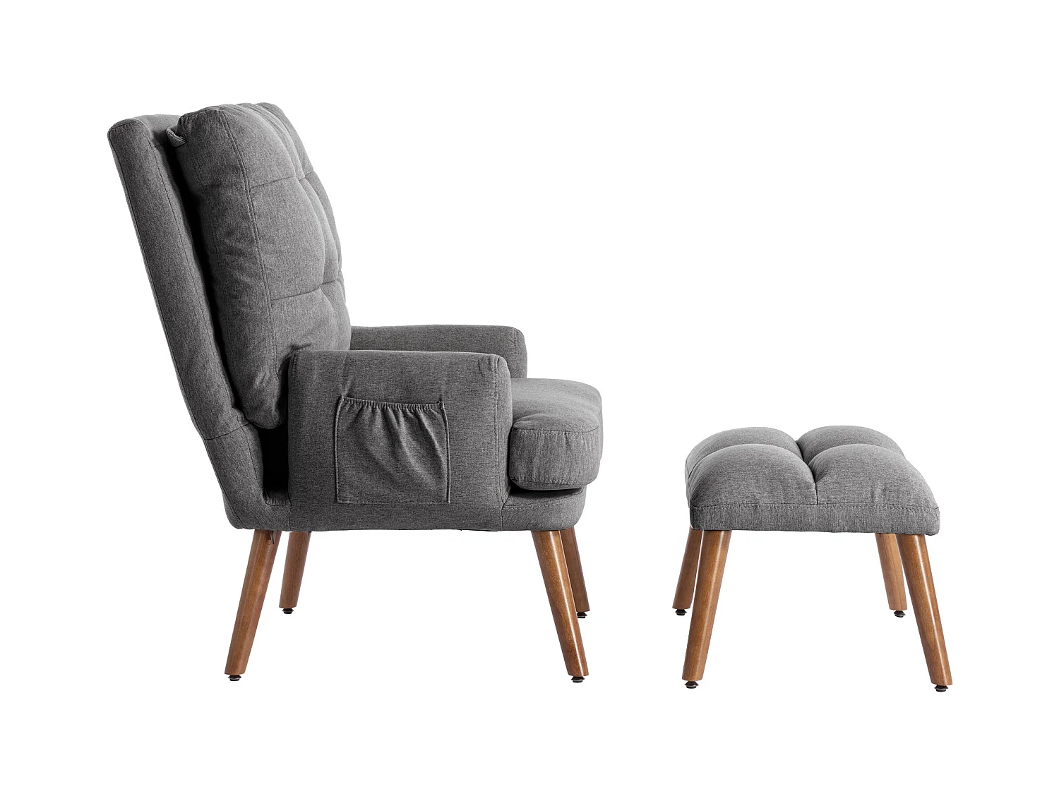 Stoel 67x60x96.5cm met voetsteun 5 niveaus verstelbare rugleuning kantelbaar ontwerp en zijsteun brengen Materiaal Schuim en grijs