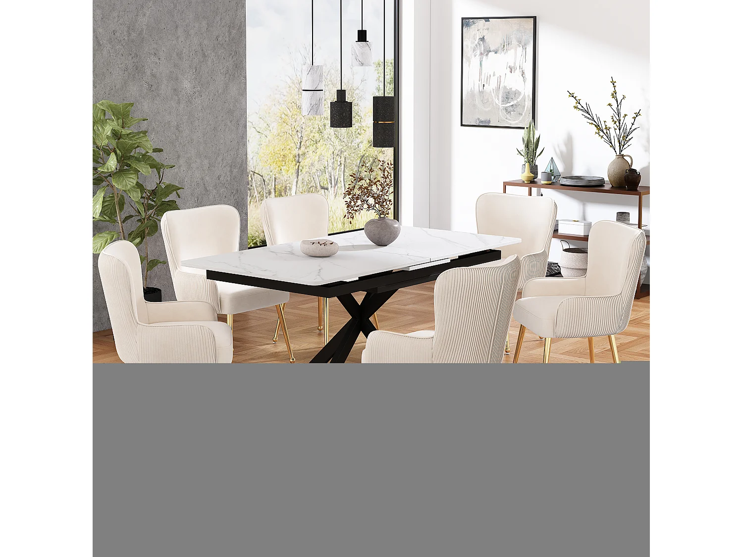 Lot de 2 chaises velours avec accoudoirs réglables support lombaire pieds métal doré beige salon chambre