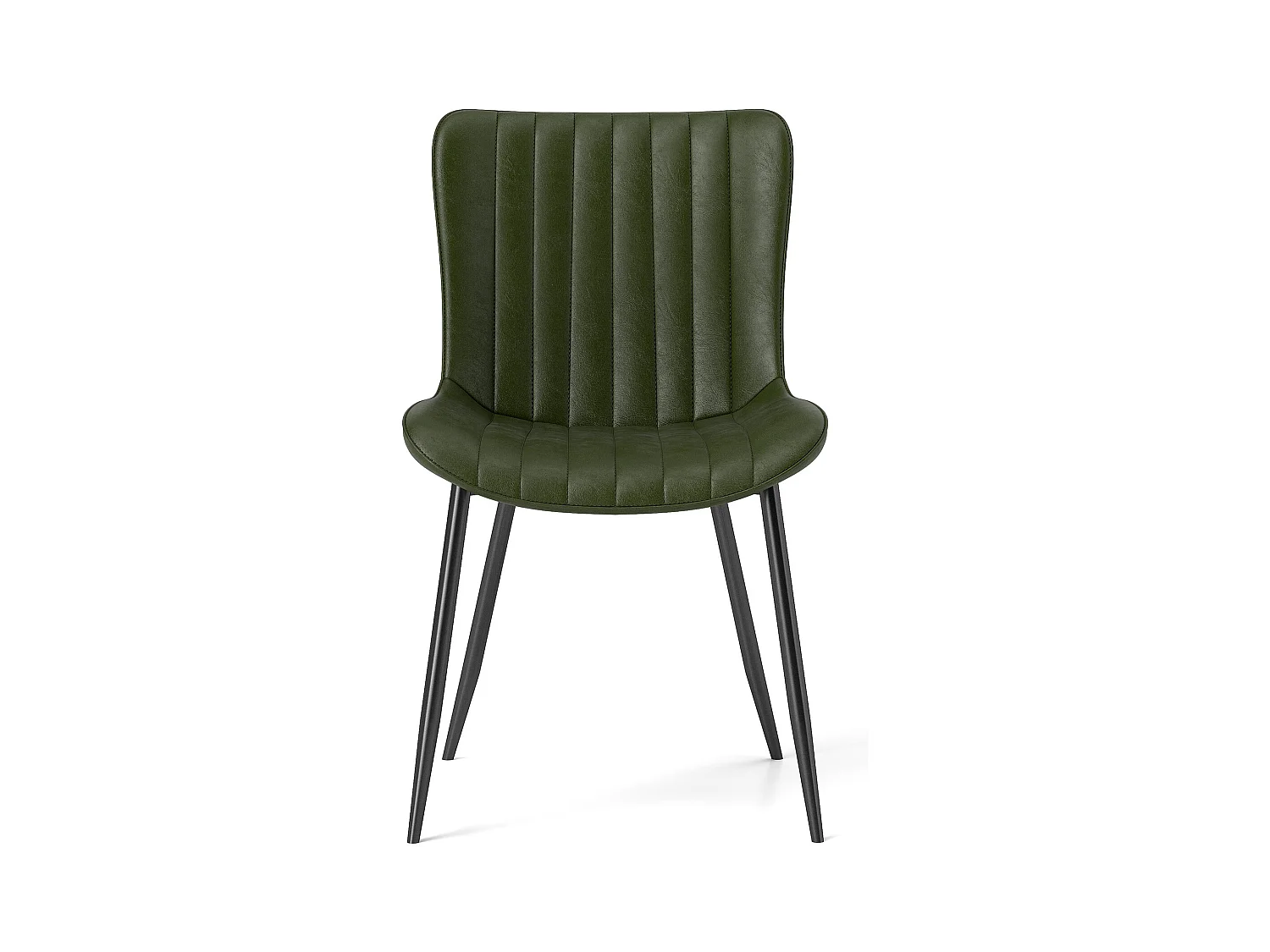 Set van 4 groene stoelen met zwarte poten, PU imitatieleer