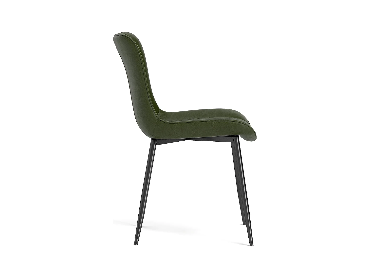 Set van 4 groene stoelen met zwarte poten, PU imitatieleer
