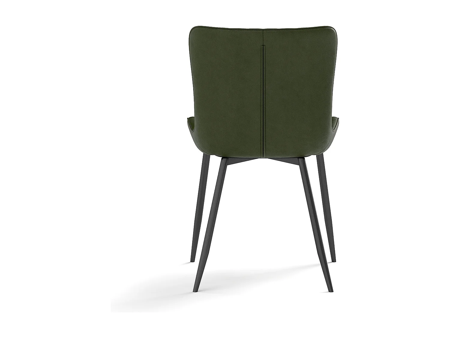 Set van 4 groene stoelen met zwarte poten, PU imitatieleer