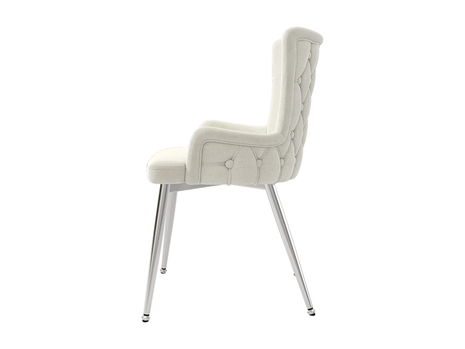 Lot de 2 chaises en velours métal beige pour salon chambre à coucher