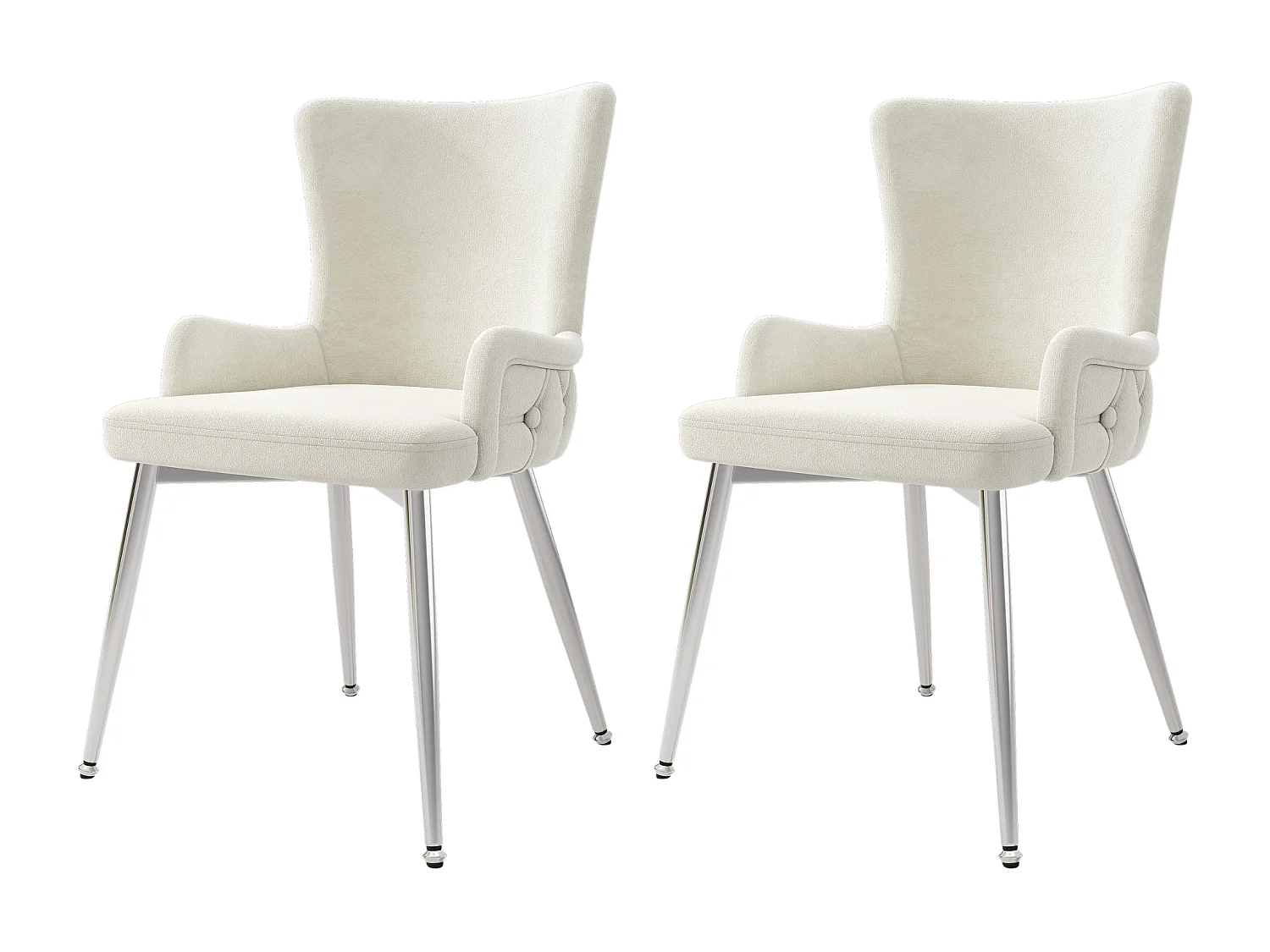 Lot de 2 chaises de salle à manger, design moderne, usage polyvalent, velours, beige et argenté