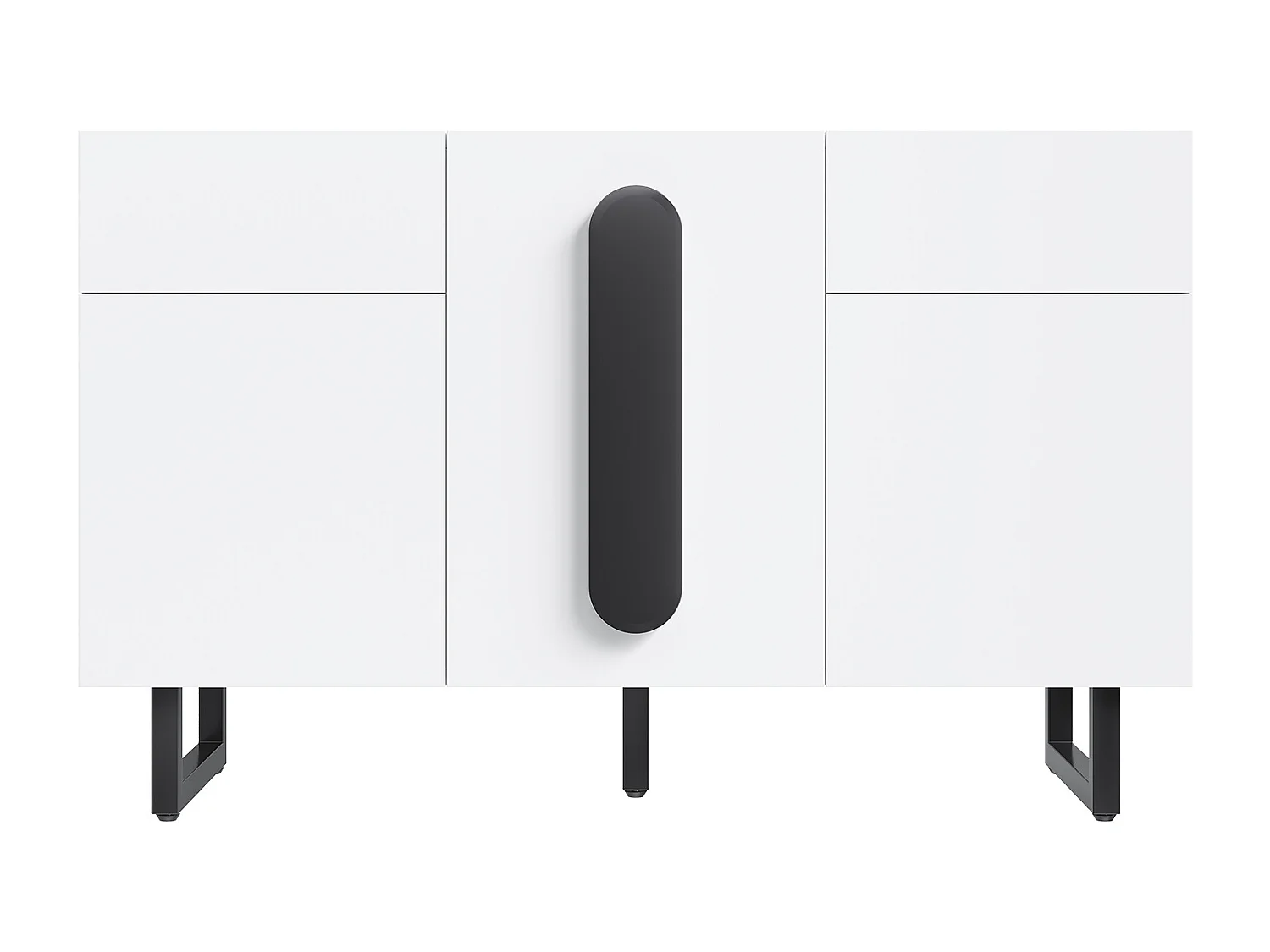 Buffet 120x40.5x75cm style minimaliste bois, rangement flexible avec tiroirs blanc