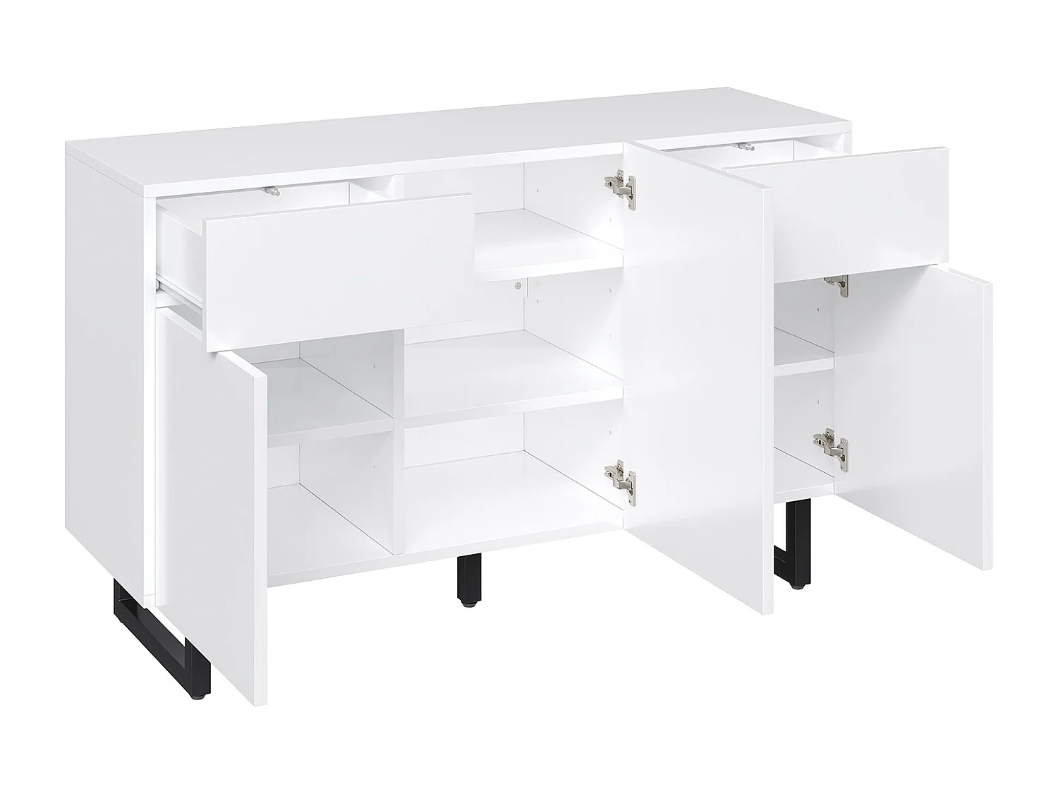 Buffet 120x40.5x75 cm, grand rangement, étagères amovibles, bois d'ingénierie blanc