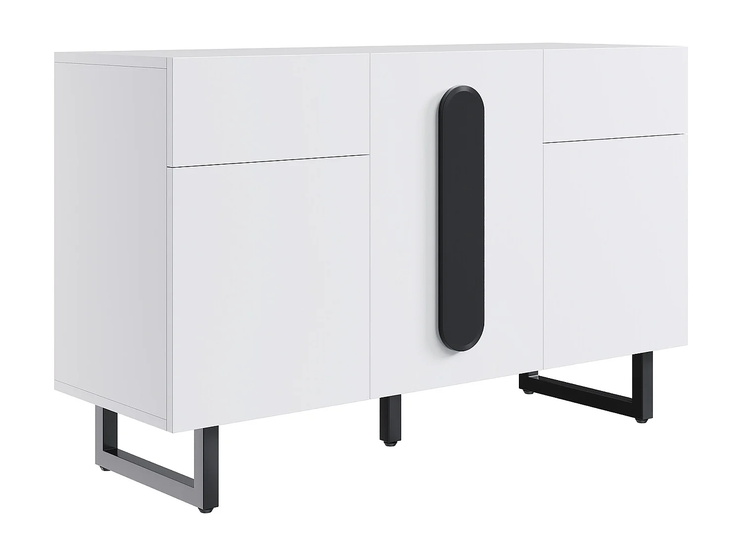 Buffetkast 120x40.5x75 cm, grote opbergruimte, verwijderbare planken, witte houtvezelplaat