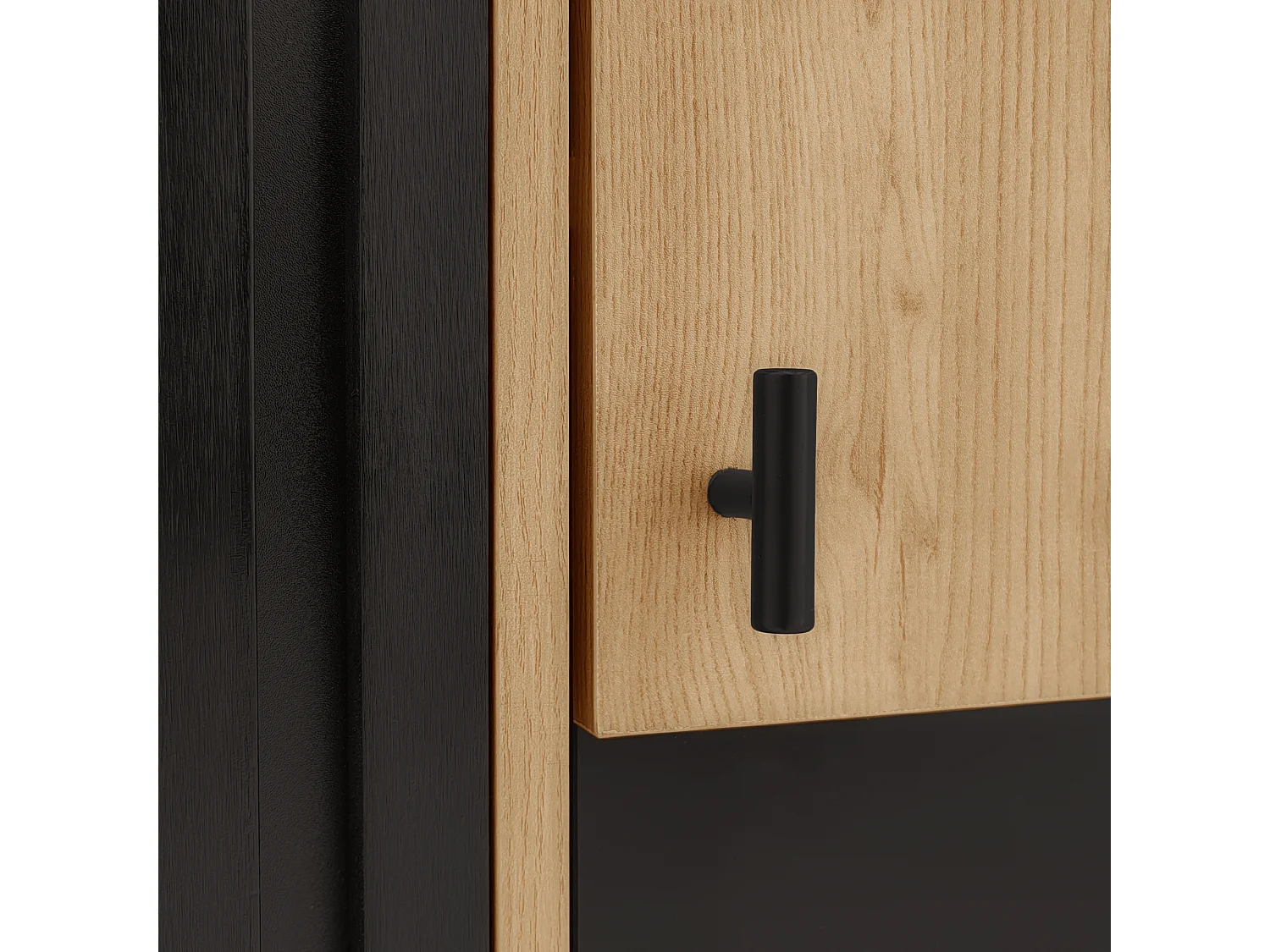 Buffet 80x40x120cm Avec lumière LED Deux portes Espace de rangement Matériel Panneau de particules Couleur naturelle