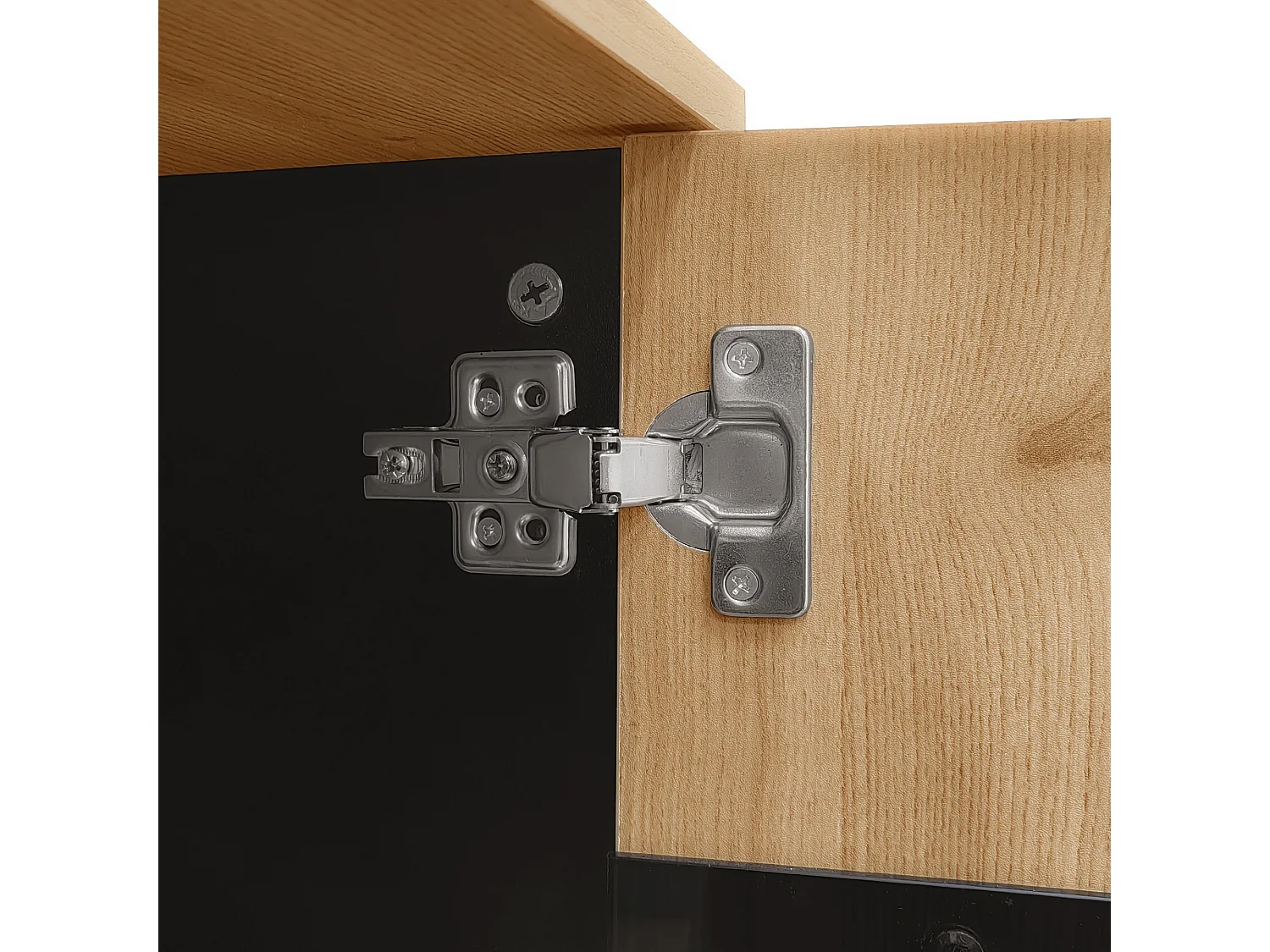 Buffet 80x40x120cm met LED verlichting twee deuren en opslagruimte brengen Materiaal Spaanplaat in Natuurlijke kleur