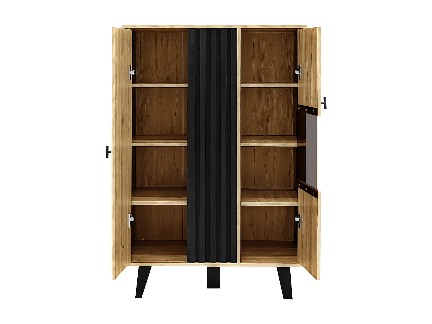 Buffet 80x40x120cm met LED verlichting twee deuren en opslagruimte brengen Materiaal Spaanplaat in Natuurlijke kleur