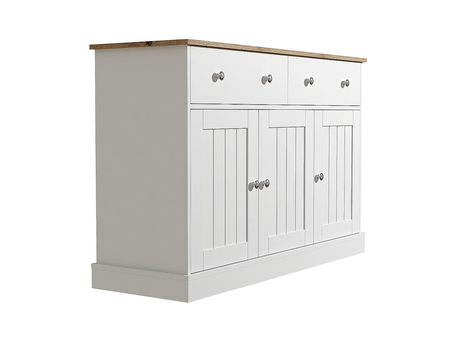 Dressoir 120x36x80,5 cm met twee lades en opbergruimte, spaanplaat in wit, voor woonkamer