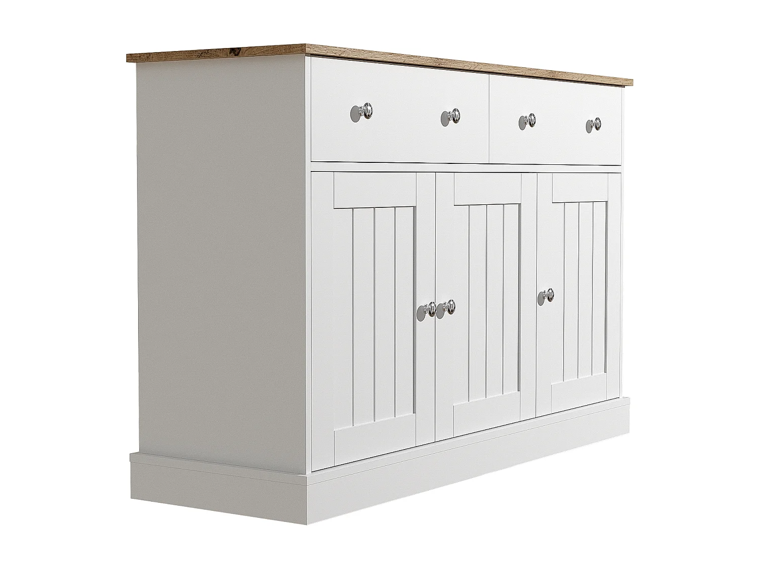 Buffet 120x36x80.5 cm avec deux tiroirs et rangement panneaux de particules en blanc pour salon