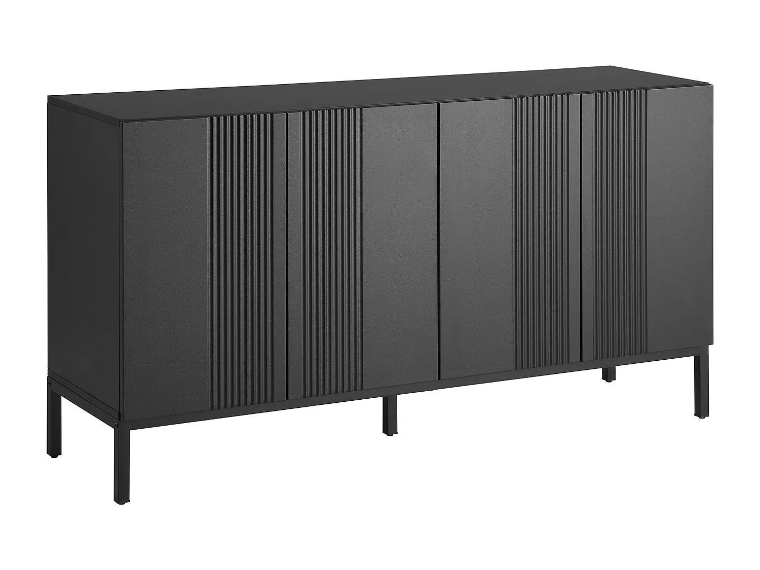 Buffet Noir capacité 50 kg dessus étagères réglables 20 kg MDF pieds métalliques