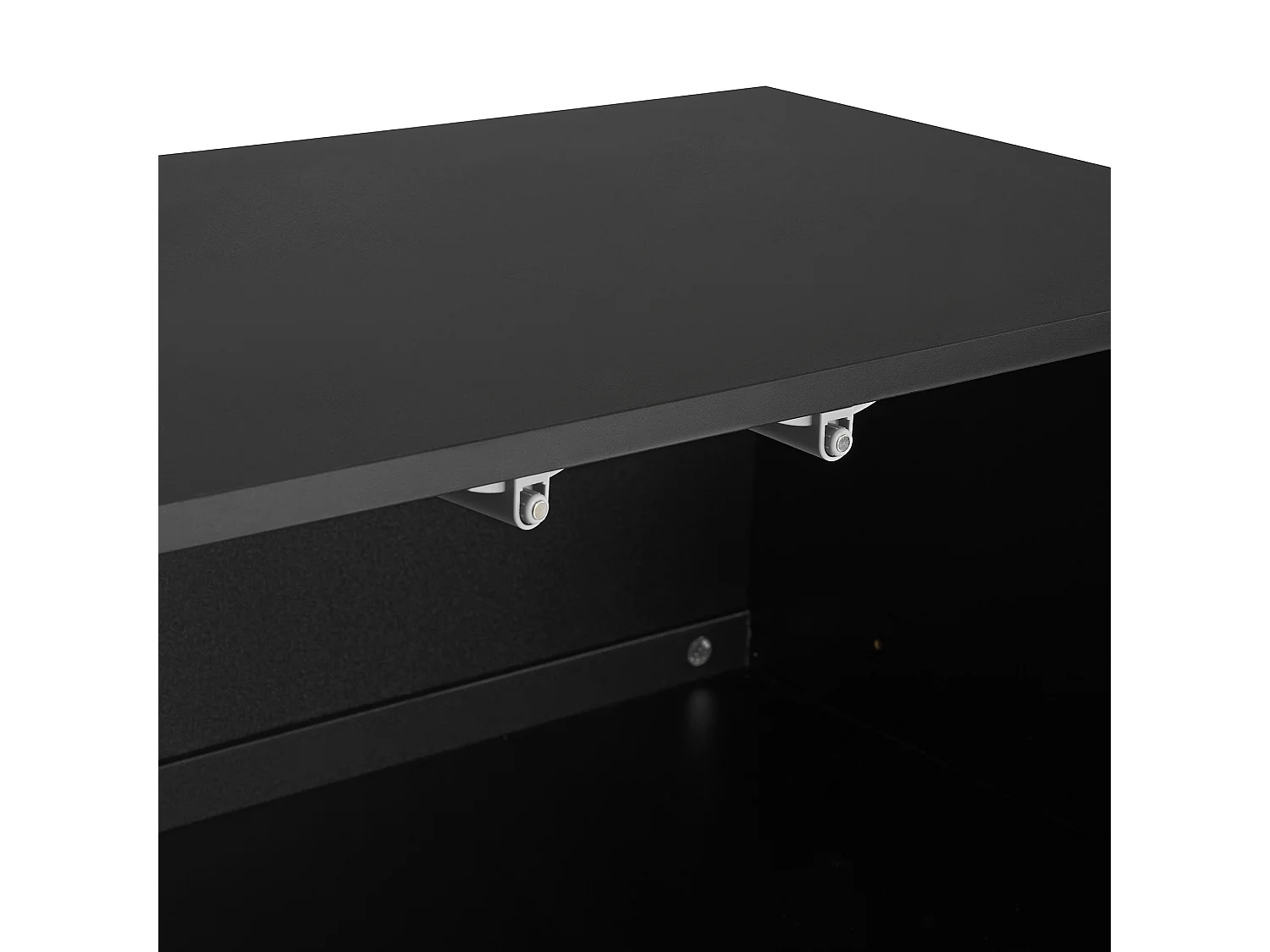 Buffet 2 portes, étagères réglables, ouverture sans poignée, MDF, noir