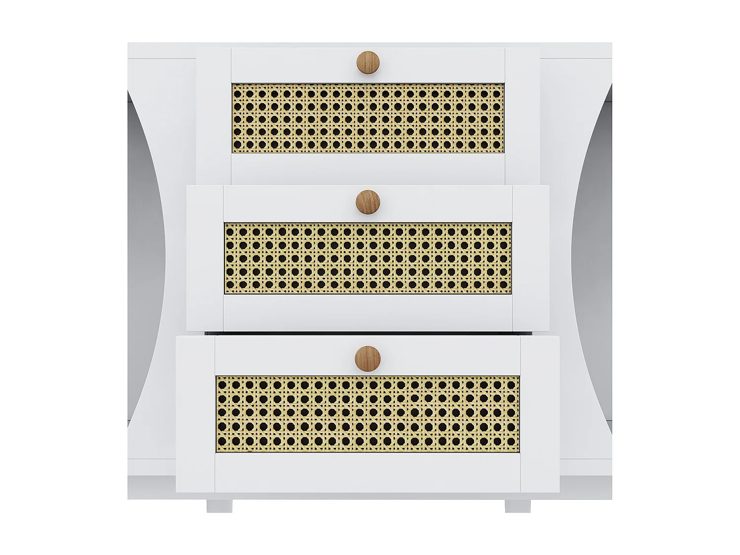 Buffet 140.5x40x76 cm avec tiroirs et étagères réglables panneaux de particules en blanc pour salon