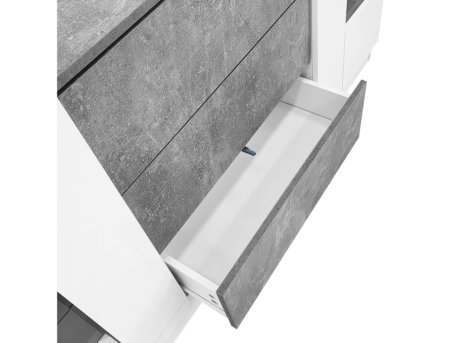 Dressoir 140x35x75 cm met planken en lades, MDF en glas, spaanplaat in wit voor woonkamer