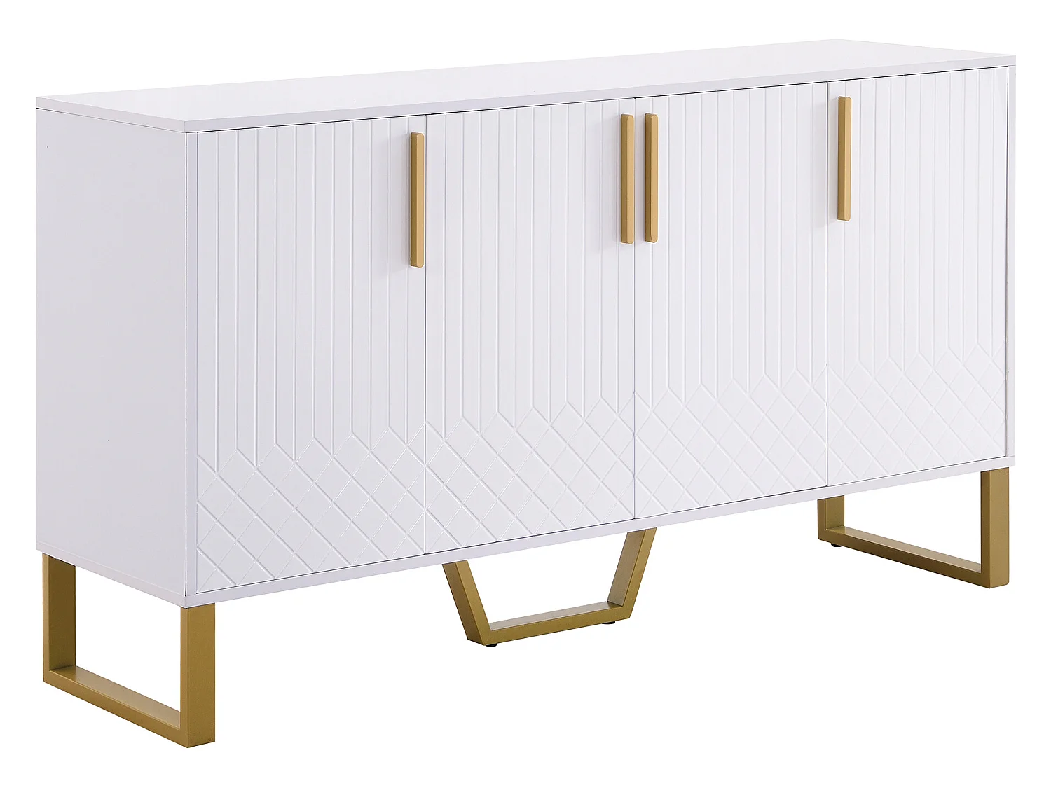 Dressoir 140x40x80 cm met vakken, gemaakt van wit MDF, voor woonkamer en eetkamer