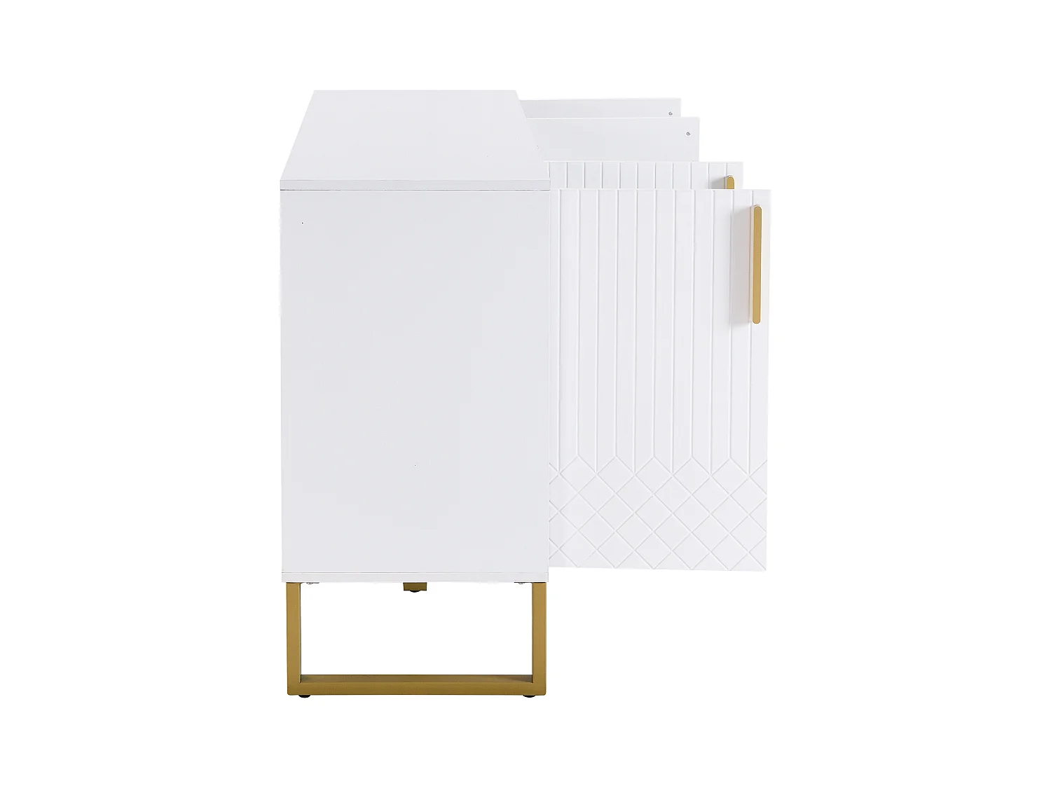 Dressoir 140x40x80 cm met vakken, gemaakt van wit MDF, voor woonkamer en eetkamer