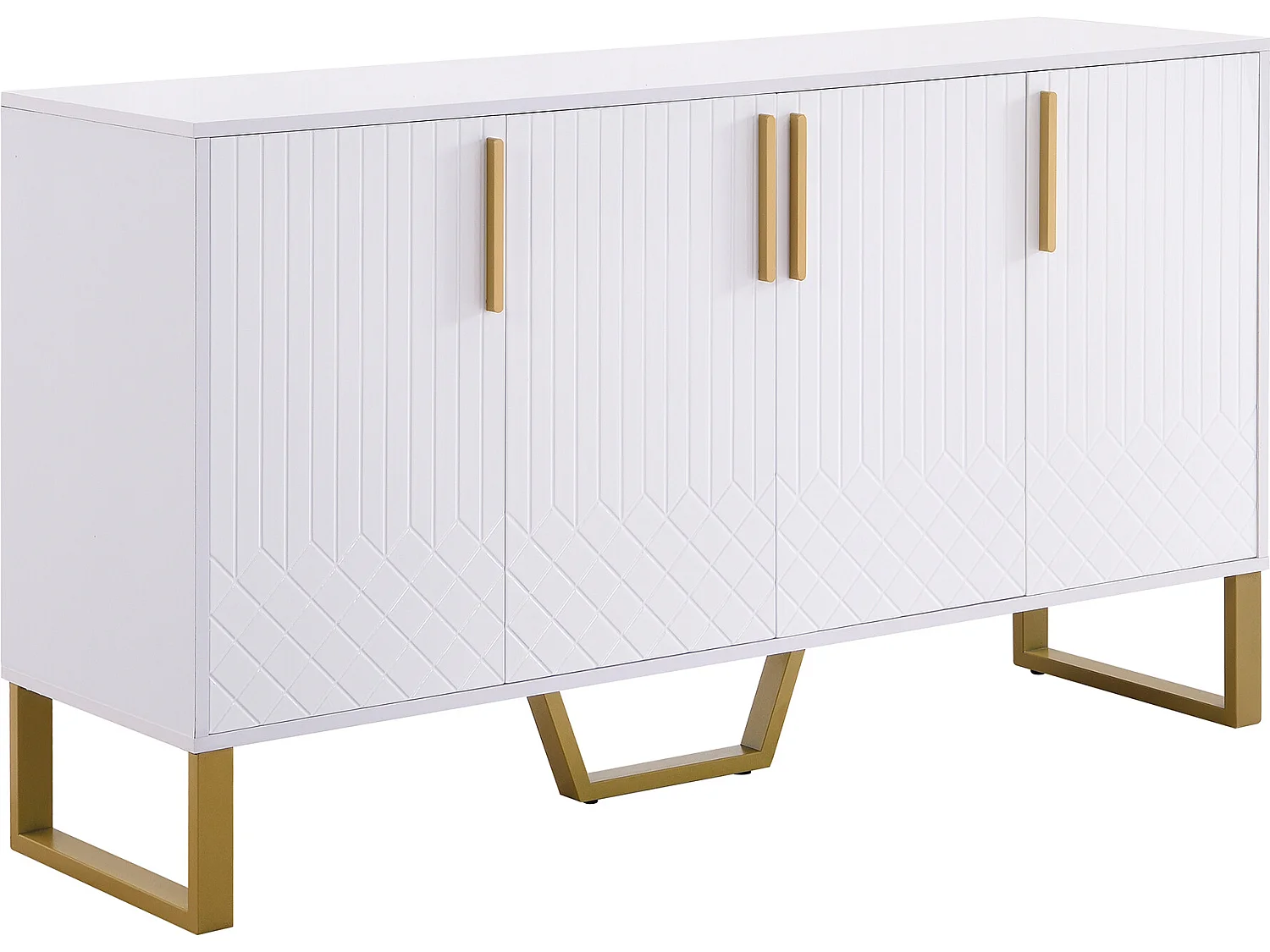 Buffet 140x40x80 cm avec des casiers Matériau MDF en blanc pour salon et Salle à manger
