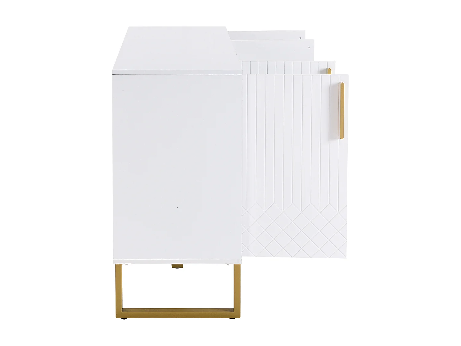 Buffet 140x40x80 cm avec des casiers Matériau MDF en blanc pour salon et Salle à manger