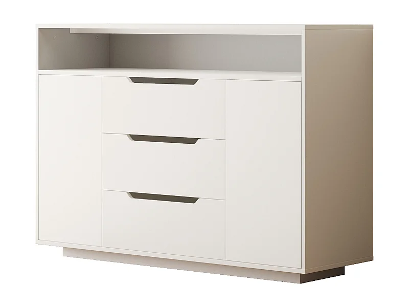 Buffetkast 120x40x85 cm, 1 open plank, 3 laden, deuren met planken, houtvezelplaat, wit