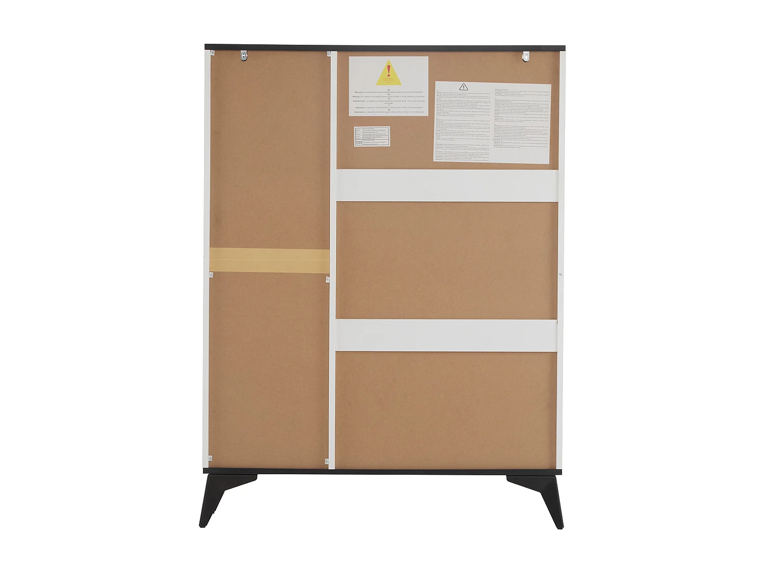 Meuble à chaussures 90x25x121 cm avec étagères rabattables panneaux de particules en blanc et noir pour salon