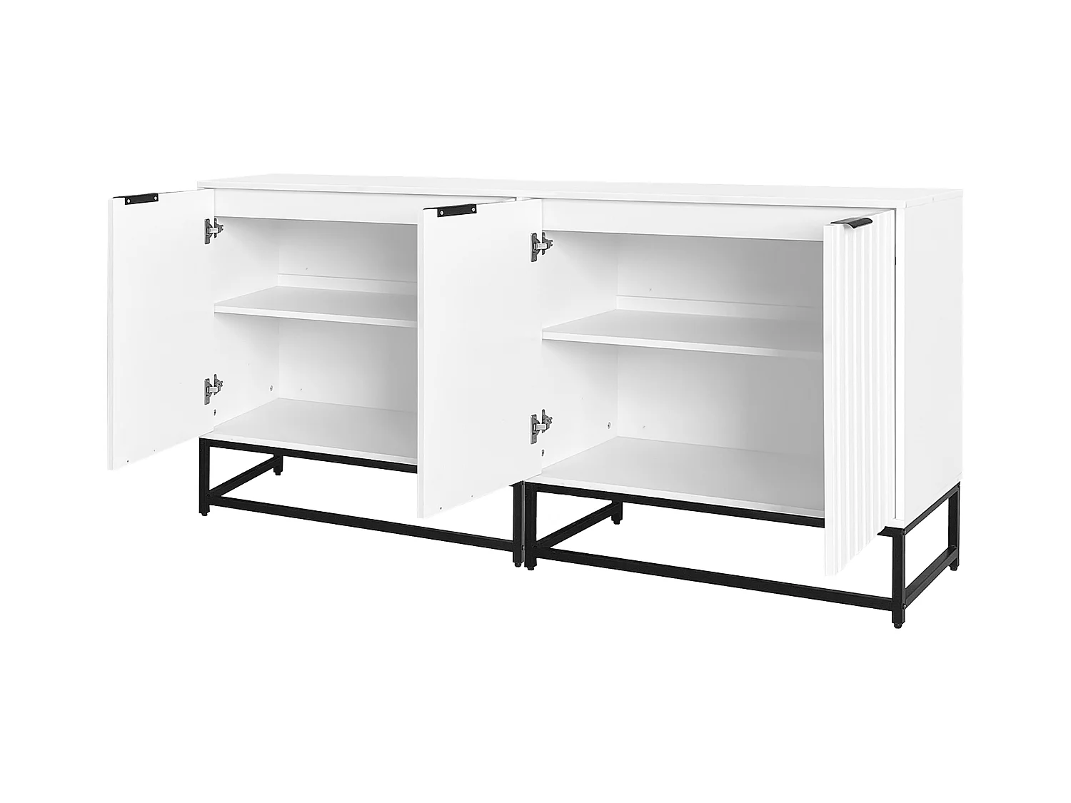 Dressoir 160x40x80,5 cm met vakken, spaanplaat in wit, voor woonkamer