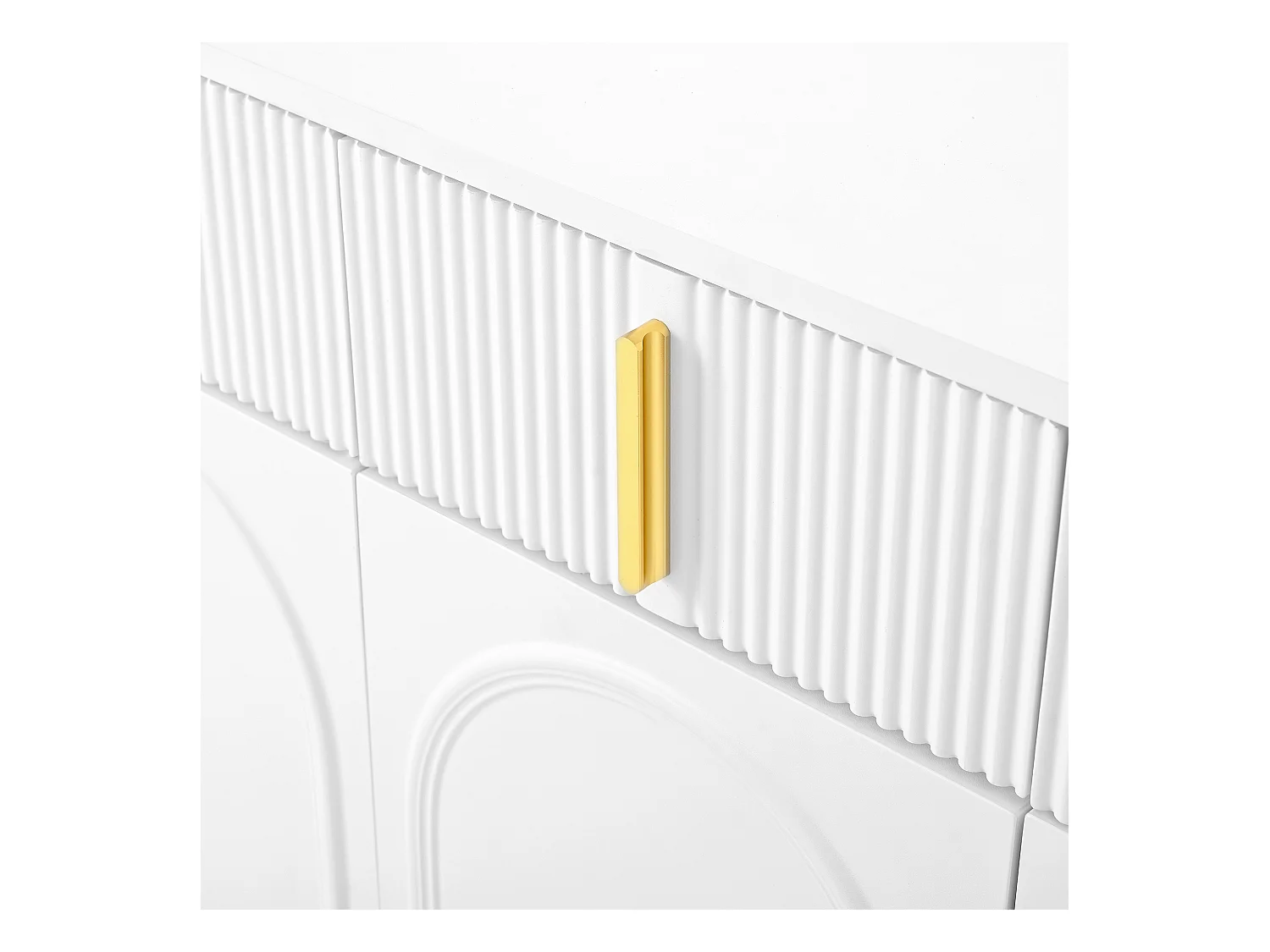 Dressoir 140x38x82 cm met lades en verstelbare tussenschotten. Gemaakt van wit MDF, geschikt voor woonkamer en keuken.