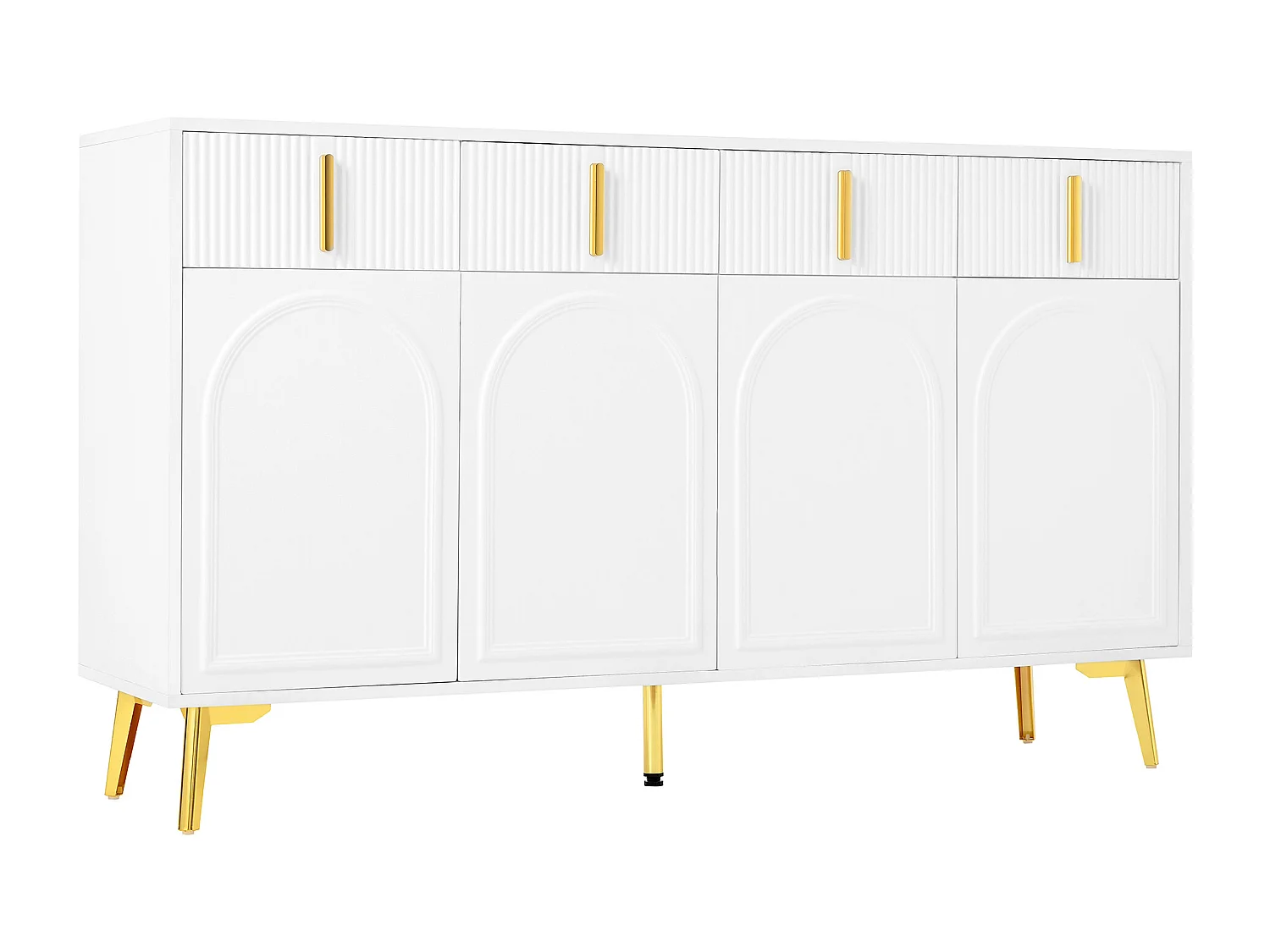 Buffet 140x38x82 cm avec tiroirs et séparateurs réglables Matériau MDF en blanc pour salon et cuisine
