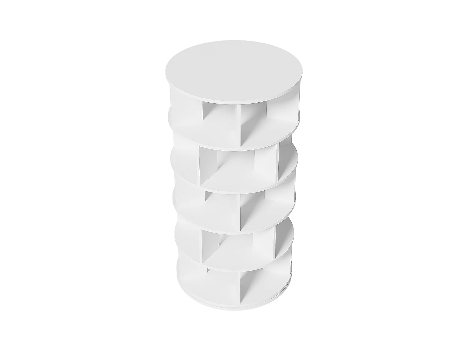 Meuble à Chaussures 60x60x115 cm avec des cloisons rotatives à cinq couches panneaux de particules en blanc