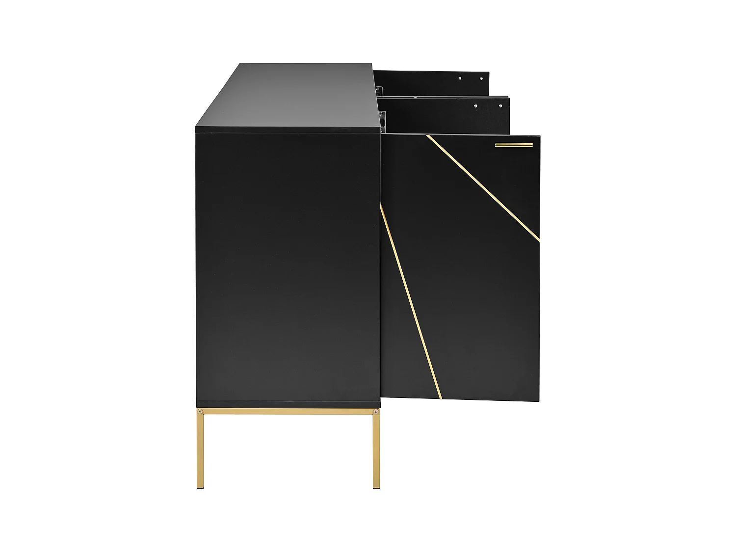 Buffet 150x40x80 cm avec des cloisons réglables panneaux de particules en noir pour salon